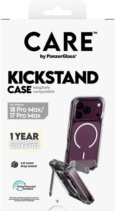 PanzerGlass CARE iPhone 18/17 Pro Max Kickstand MagSafe símahulstur - Glært
