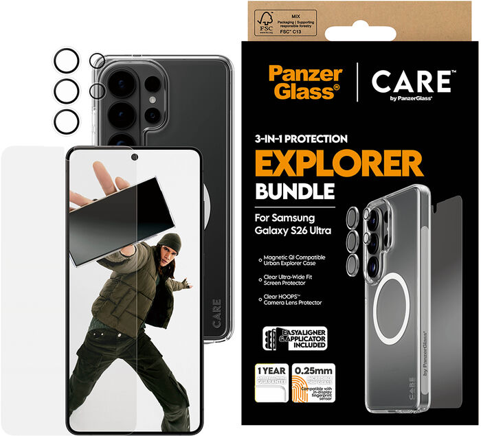 PanzerGlass Care Samsung S26 Ultra 3-í-1 pakki