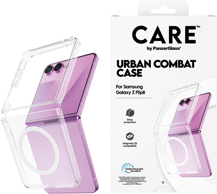 PanzerGlass CARE Samsung Galaxy Z Flip8 Urban Combat segulhulstur - Glært