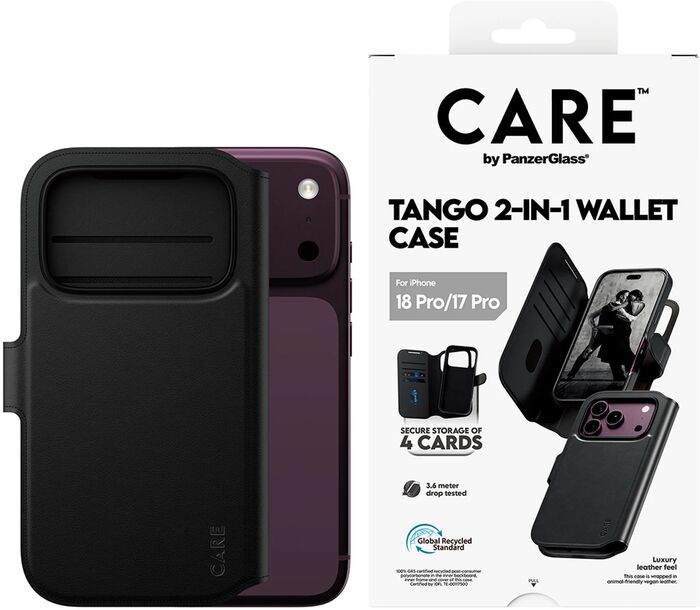 PanzerGlass CARE iPhone 18/17 Pro Tango símaveski - Svart