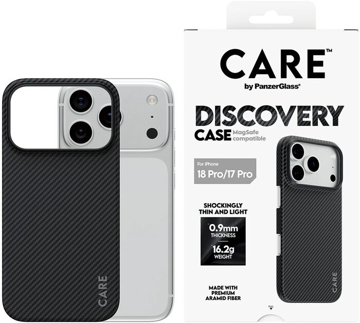 PanzerGlass CARE iPhone 18/17 Pro Discovery símahulstur - Svart