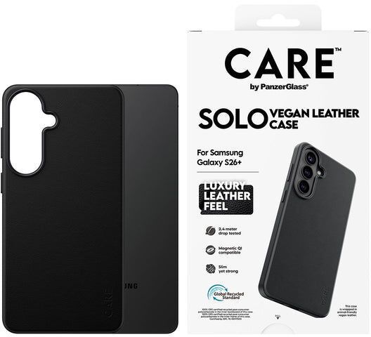 CARE S26+ vegan leður símahulstur - Svart