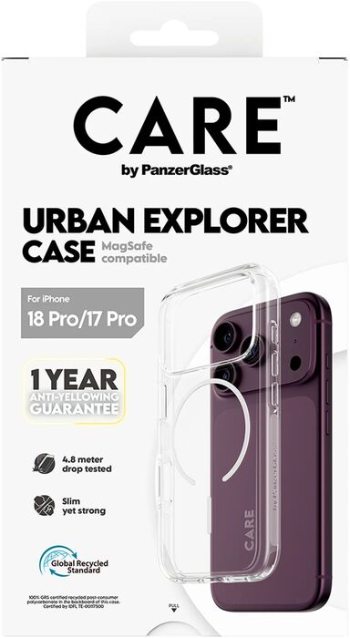 PanzerGlass CARE iPhone 18/17 Pro Urban Combat símahulstur - Glært