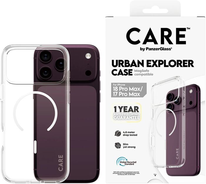 PanzerGlass CARE iPhone 18/17 Pro Max Urban Combat símahulstur - Glært