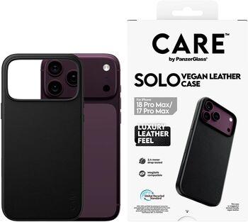 PanzerGlass CARE iPhone 18/17 Pro Max vegan leður símahulstur - Svart