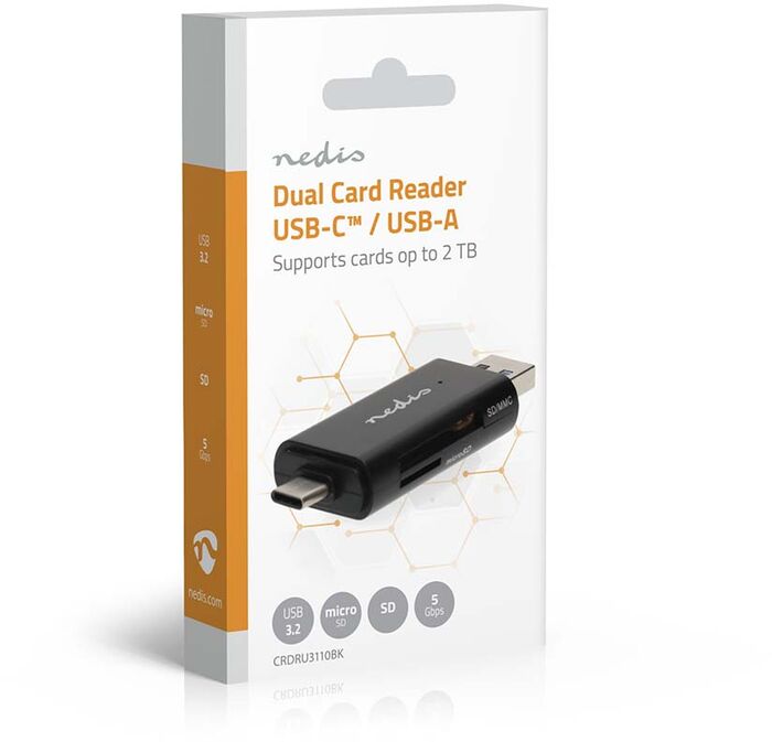 Nedis USB-A og USB-C minniskortalesari