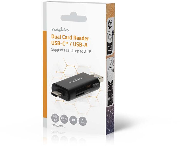 Nedis USB-A og USB-C minniskortalesari
