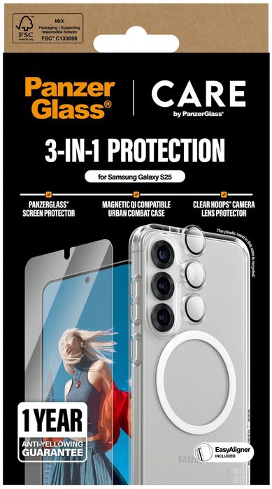 PanzerGlass Care Samsung S25 3-í-1 pakki
