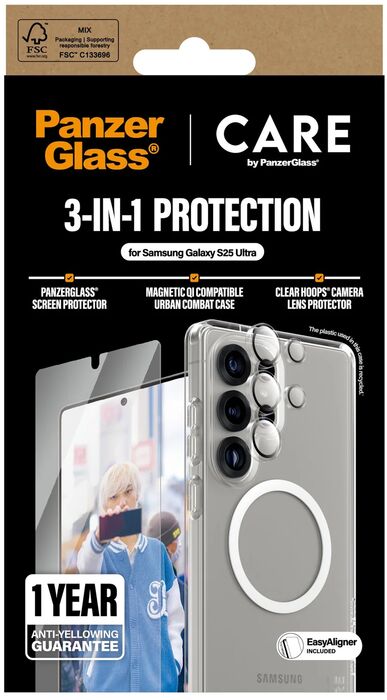 PanzerGlass Care Samsung S25 Ultra 3-í-1 pakki