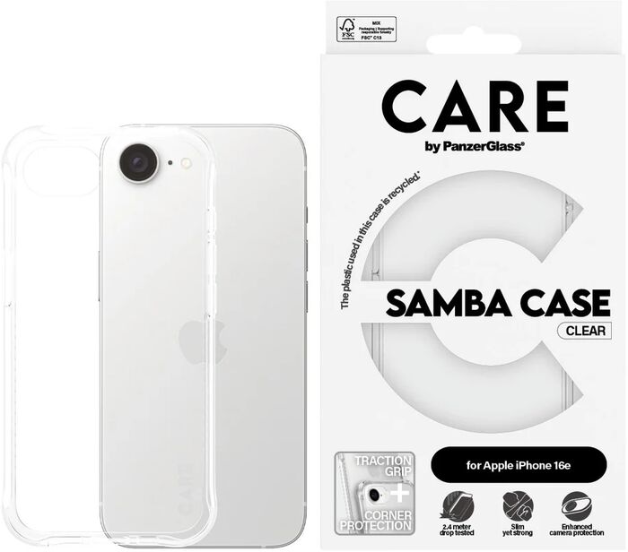 PanzerGlass Care iPhone 16E Samba hulstur - Glært