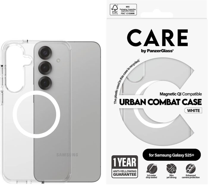 PanzerGlass Care Samsung S25+ Urban Combat símahulstur - Glært