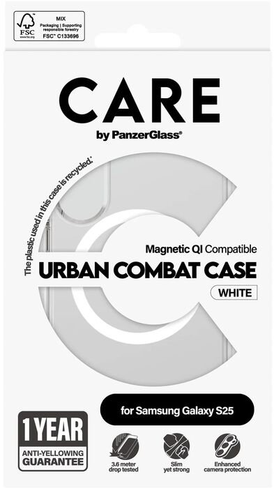PanzerGlass Care Samsung S25 Urban Combat símahulstur - Glært