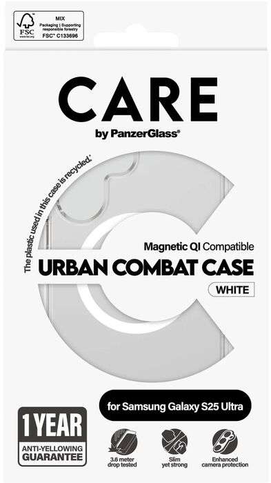 PanzerGlass Care Samsung S25 Ultra Urban Combat símahulstur - Glært