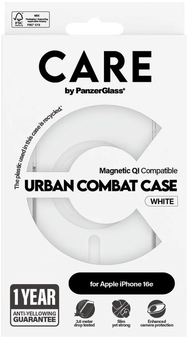 PanzerGlass Care iPhone 16E Urban Combat hulstur - Glært