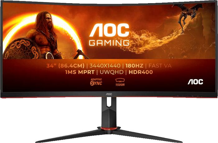 AOC 34" CU34G2XP VA 180 Hz boginn leikjaskjár