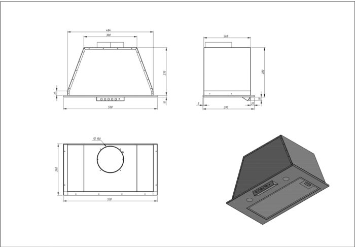 Ecotronic gufugleypir 53cm í skáp EBUF530L2