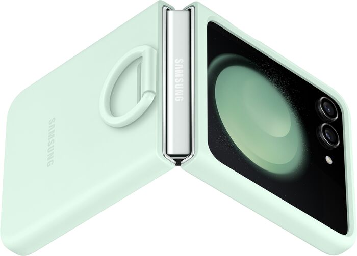 Samsung Galaxy Flip5 sílikon símahulstur með hring - Hafgrænt 