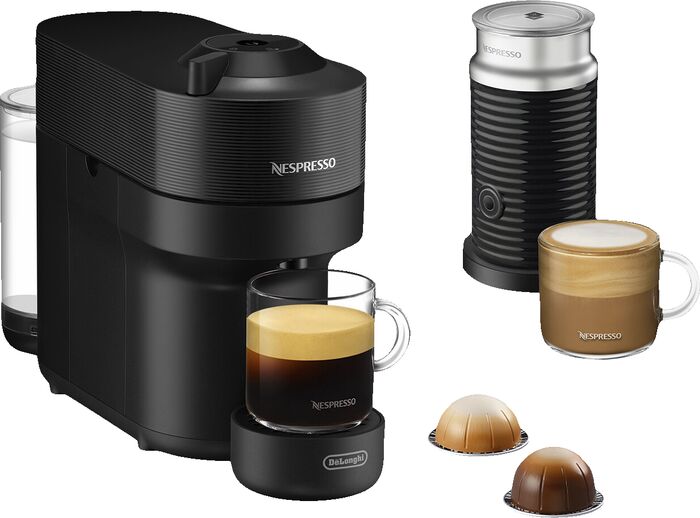 Nespresso Vertuo POP hylkjavél og Aeroccino 3 mjólkurflóari