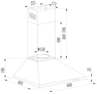 Electronic veggháfur EPH600W - Hvítur