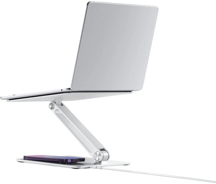 Alogic Elite fartölvustandur með þráðlausri hleðslu - Hvítur