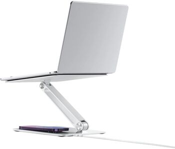 Alogic Elite fartölvustandur með þráðlausri hleðslu - Hvítur 