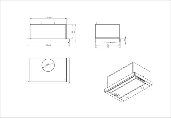 Ecotronic EPOC608S2 útdraganlegur gufugleypir - Stál