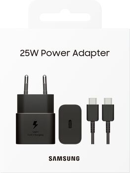Samsung hleðslutæki 25W GaN USB-C með kapli - Svart