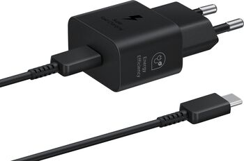 Samsung hleðslutæki 25W GaN USB-C með kapli - Svart