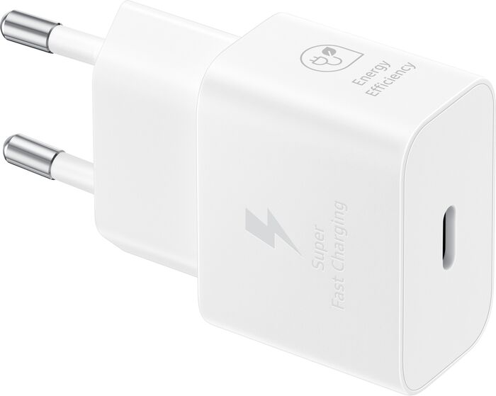 Samsung hleðslutæki 25W GaN USB-C með kapli - Hvítt