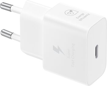 Samsung hleðslutæki 25W GaN USB-C með kapli - Hvítt