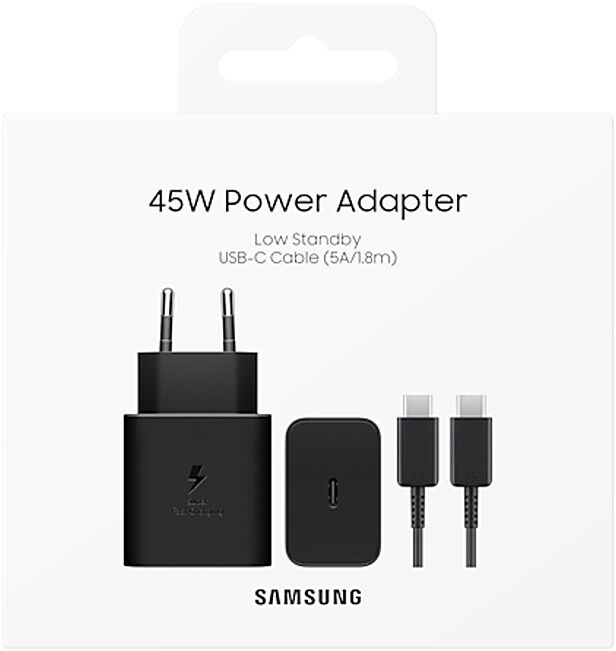 Samsung hleðslutæki 45W USB-C með kapli - Svart