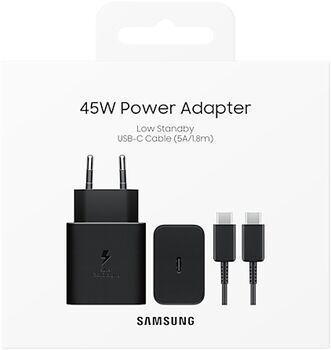 Samsung hleðslutæki 45W USB-C með kapli - Svart