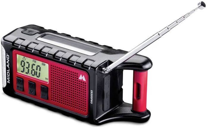 Midland ER300 Pro trekkjanlegt útvarp - Svart/Rautt