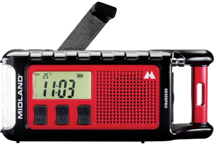 Midland ER300 Pro trekkjanlegt útvarp - Svart/Rautt
