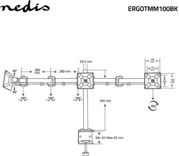 Nedis þrefaldur skjáarmur