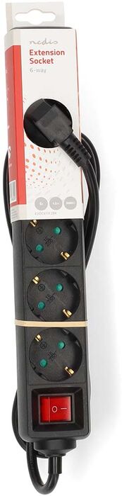 Nedis fjöltengi með rofa - 6 innstungur