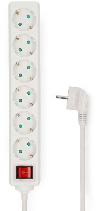 Nedis fjöltengi með rofa - 6 innstungur