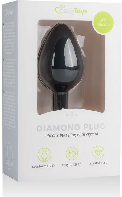 EasyToys Diamond Plug M rassaörvari - Svartur 