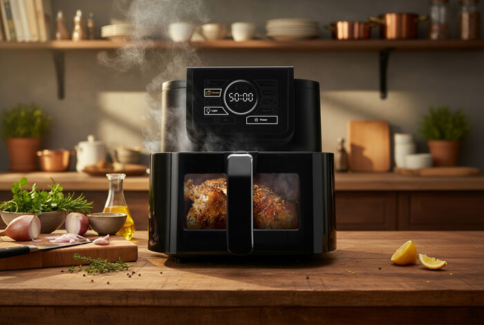F&B Slim Smart loftsteikingarpottur 8 L - Svartur