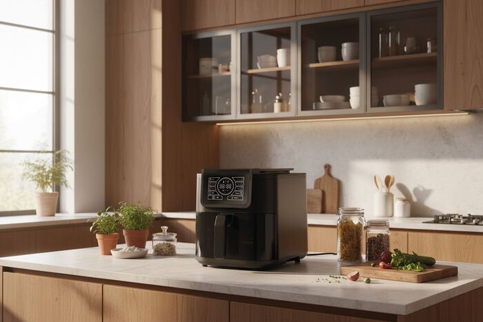 F&B Slim Smart loftsteikingarpottur 8 L - Svartur