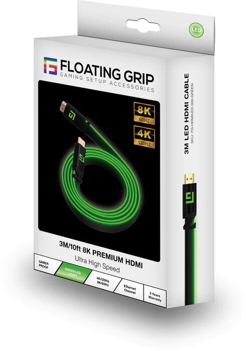 Floating Grip LED HDMI snúra - 3 metrar