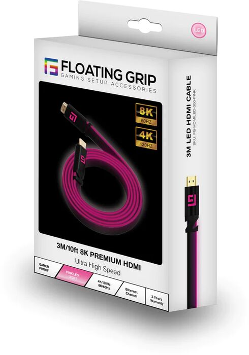 Floating Grip LED HDMI snúra - 3 metrar