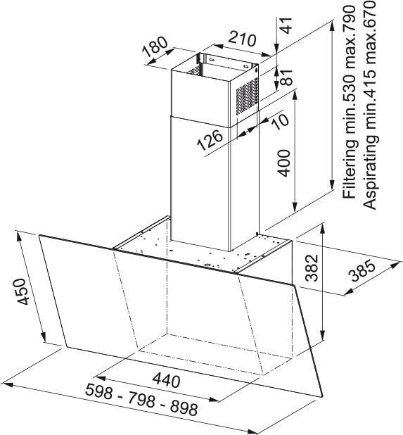 Franke veggháfur FLG905 - Svartur 