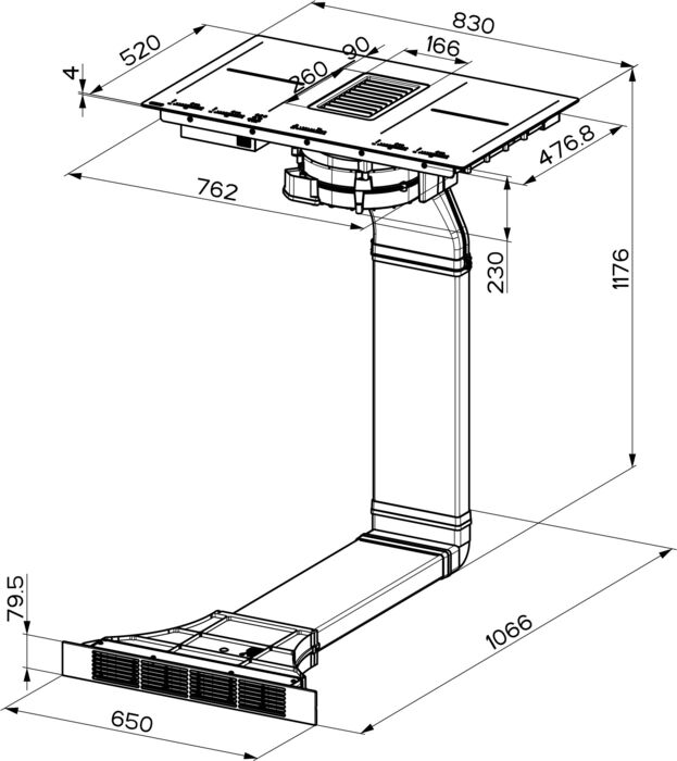 Franke Mythos spanhelluborð með gufugleypi