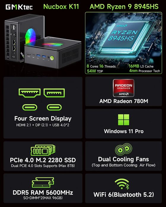 GMKTec NucBox K11 smátölva R9/32/1TB