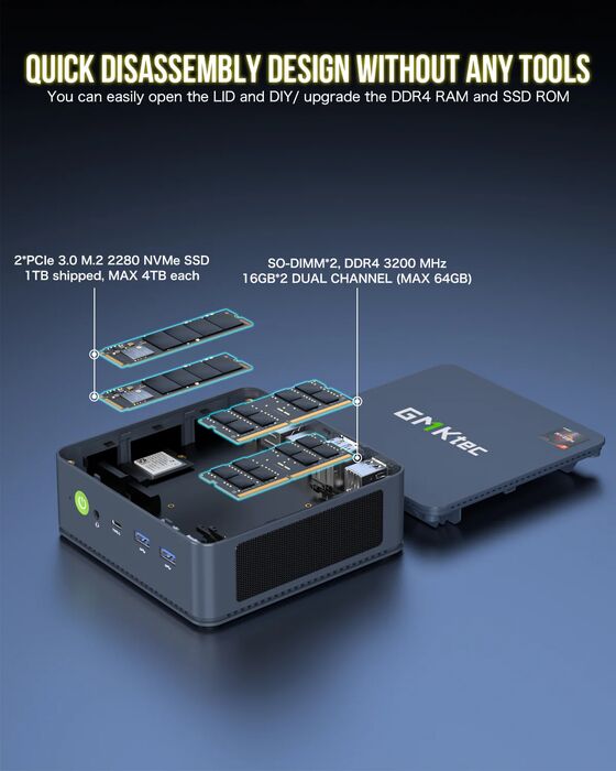 GMKTec NucBox M5 Plus smátölva R7/16/512GB