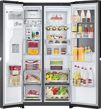 LG tvöfaldur InstaView kæli- og frystiskápur GSXV90MCDE