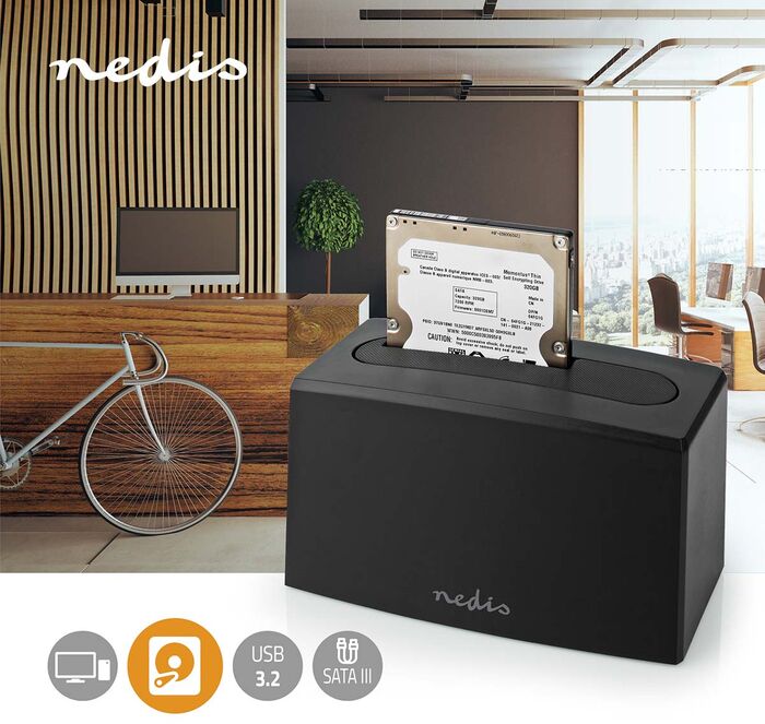Nedis hýsing fyrir 2,5" og 3,5" HDD/SSD