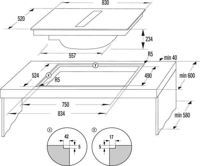 Hisense Spanhelluborð með gufugleypi HEH8443BSCWF