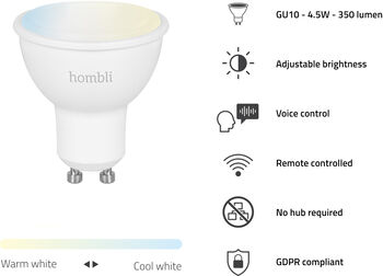 Hombli hvít snjallpera - 4,5W GU10